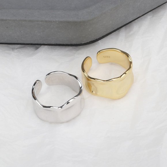 NEW Gold/Sterling Silver Open Wave Adjustable Ring - Picture 4 of 8